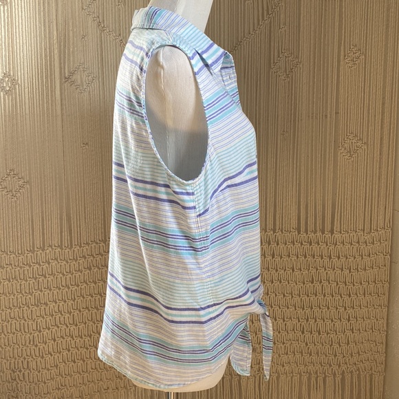 Talbots Striped Button Up Tank - Picture 5 of 6